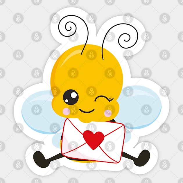 Bee My Valentine Sticker by P-ashion Tee